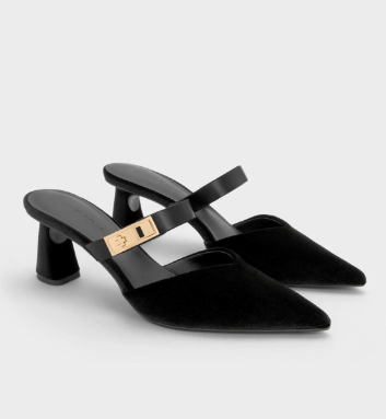 CHARLES & KEITH Lando ポインテッドドゥメタリックバックルヒールミュール