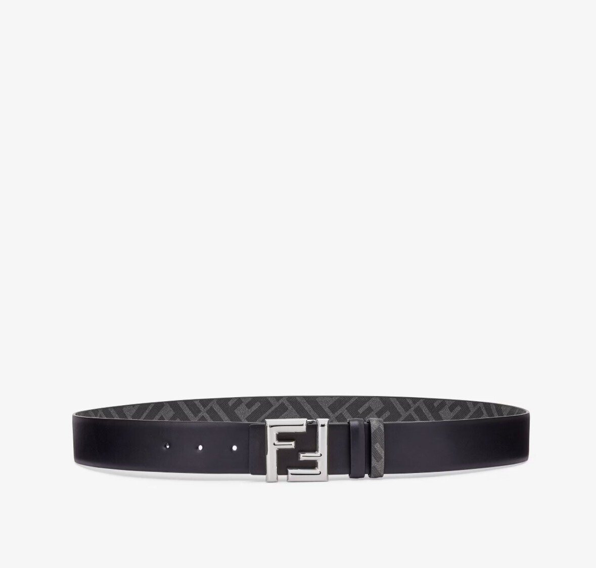 FENDI ラウンド FFベルトブラックレザー リバーシブルベルト