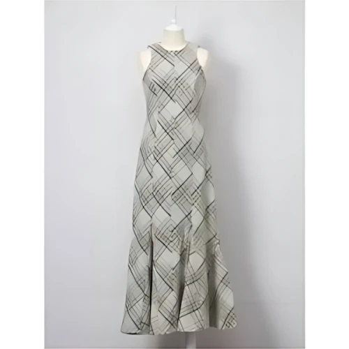 Rosarymoon Bias Check Panel Dress