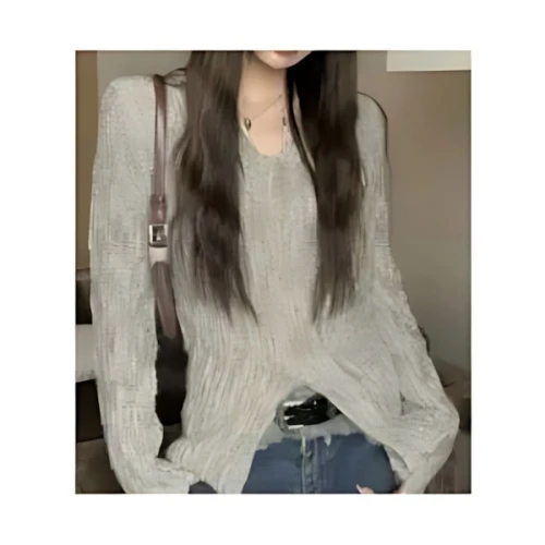 SHEIN Honeyspot 無地柄 ノッチネック セーター