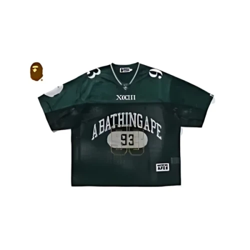 A BATHING APE LINE CAMO MULTI LOGO RELAXED FIT FOOTBALL JERSEY