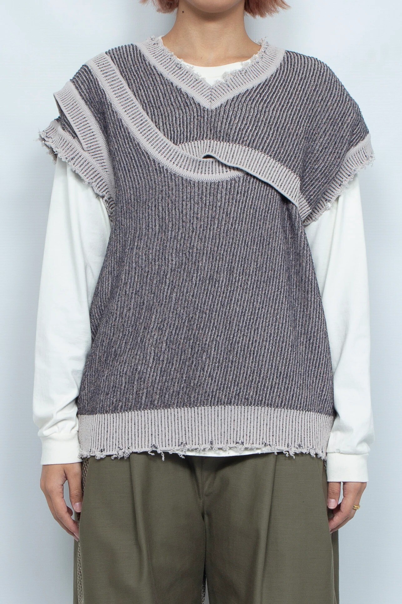 YONLOKSAN VINTAGE O-KNIT VEST　SHIRONERI×AI