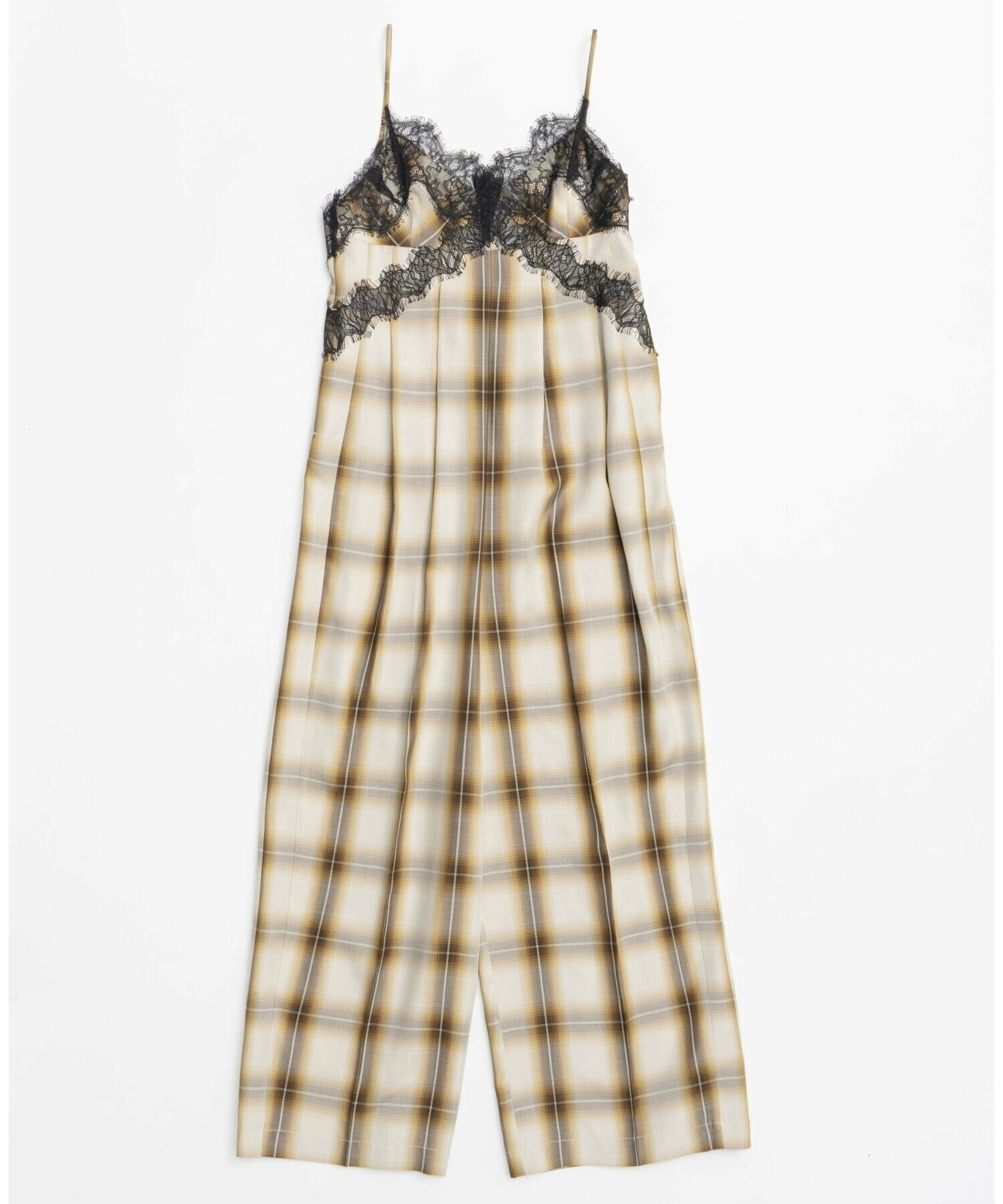 MAISON SPECIAL Plaid Lace Camisole All-In-One