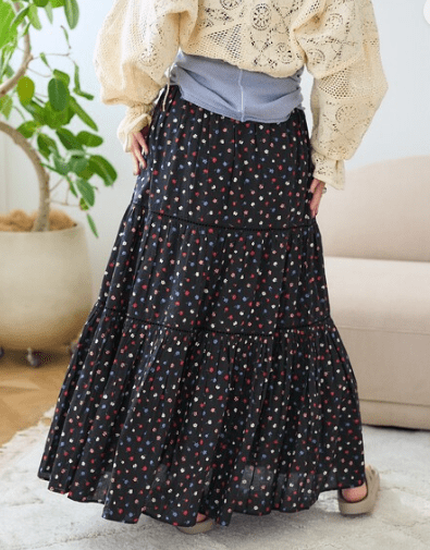 FREAK'S STORE インド はしごレース ティアードマキシスカート