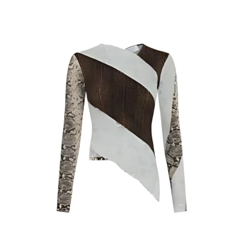 Marine Serre REGENERATED JERSEY AND LACE TWISTED TOP