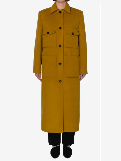 GREED INTERNATIONAL KIWI Wool Long Coat in Ocher