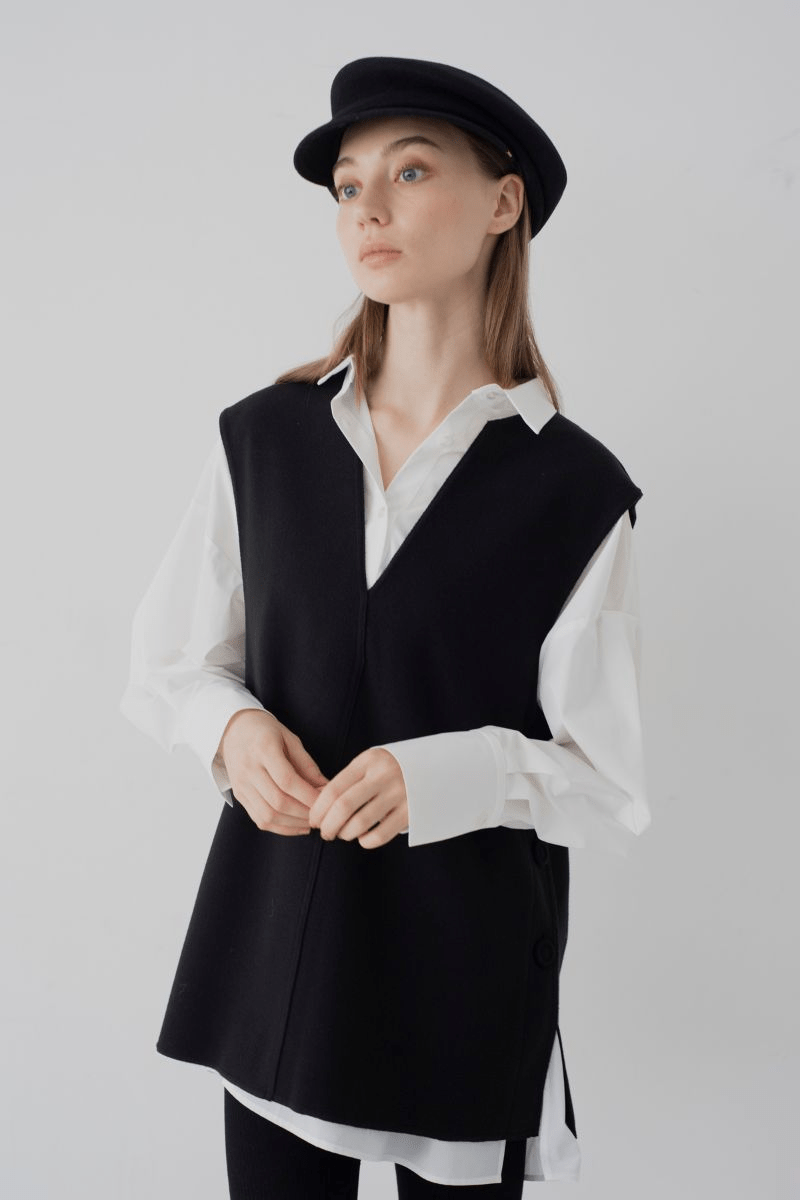maison de Dolce. ボタンベスト/black