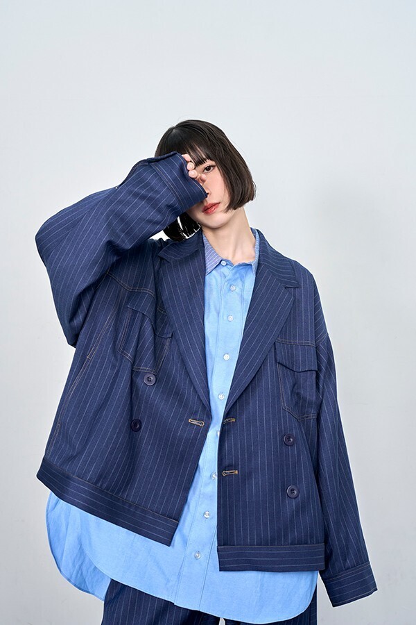 Nora Lily Nora Lily】Pin Stripe Easy Double Jacket