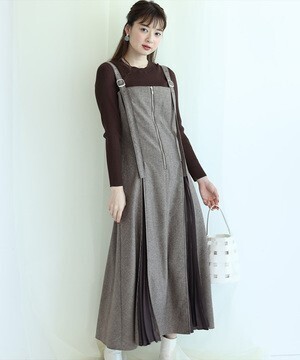 Mystrada マチプリーツレイヤードワンピ