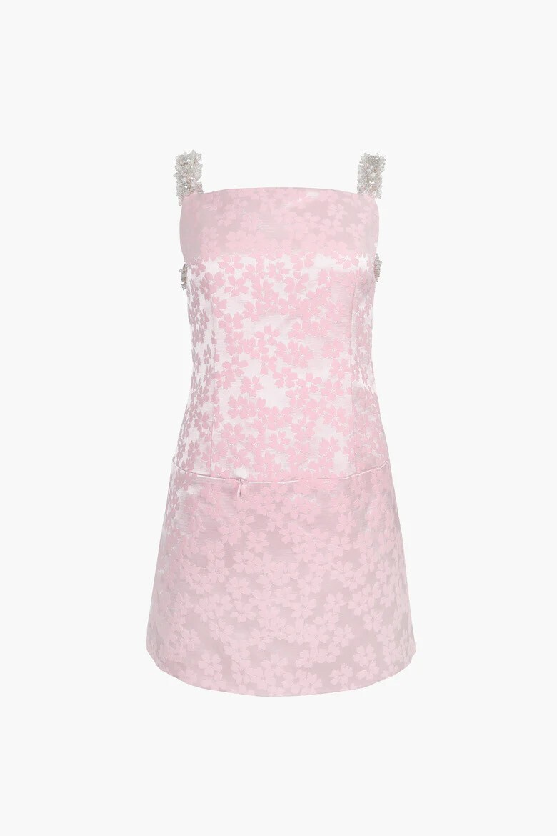 SANDY LIANG BLANCO DRESS IN PINK FLORAL JACQUARD