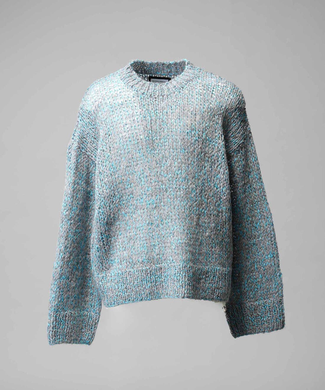 MAISON SPECIAL Tape Yarn Mix Hand Knitting Prime-Over Crew Neck Knit Pullov