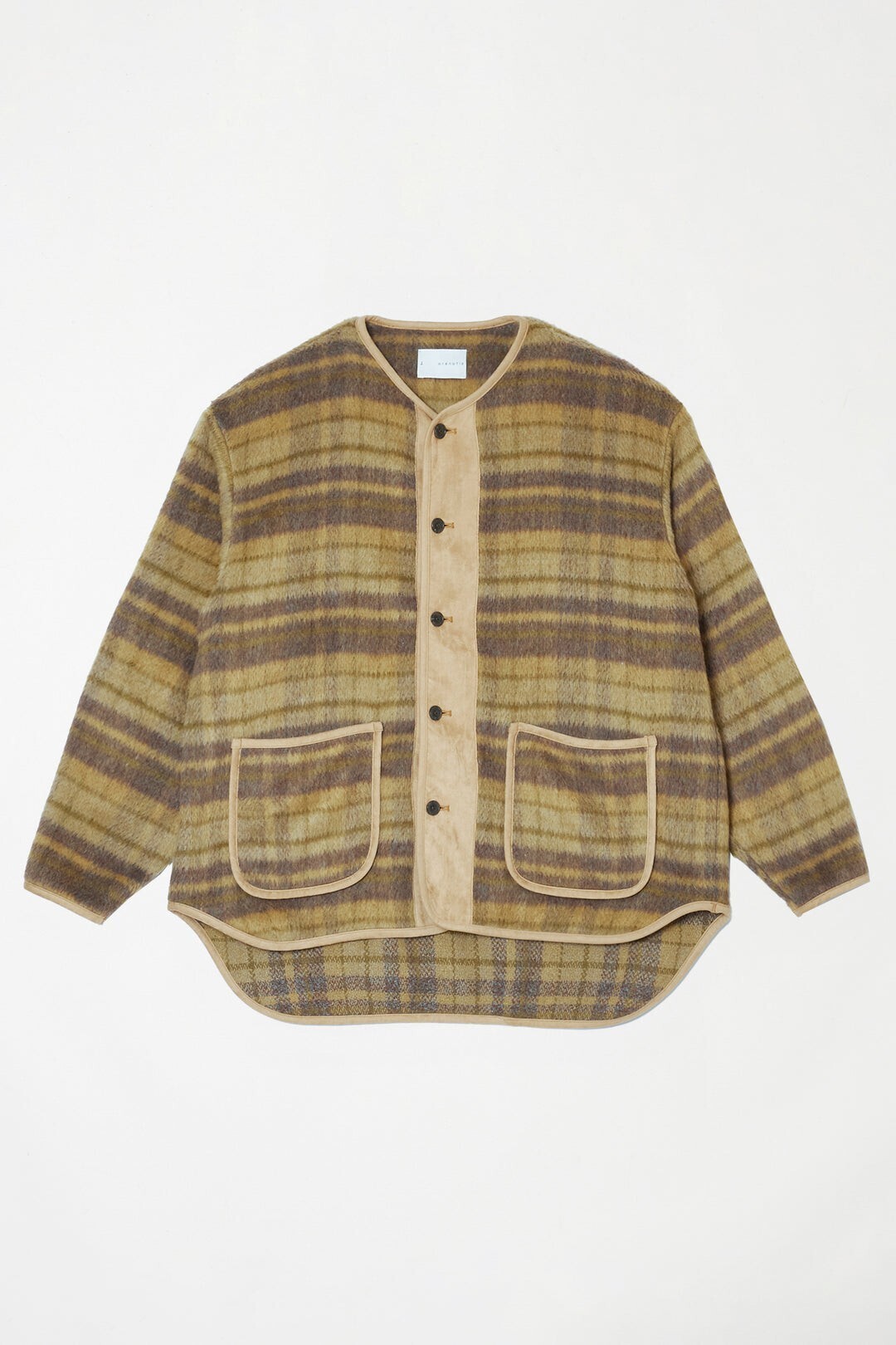 arenotis Suede Combo Shaggy Check Cardigan