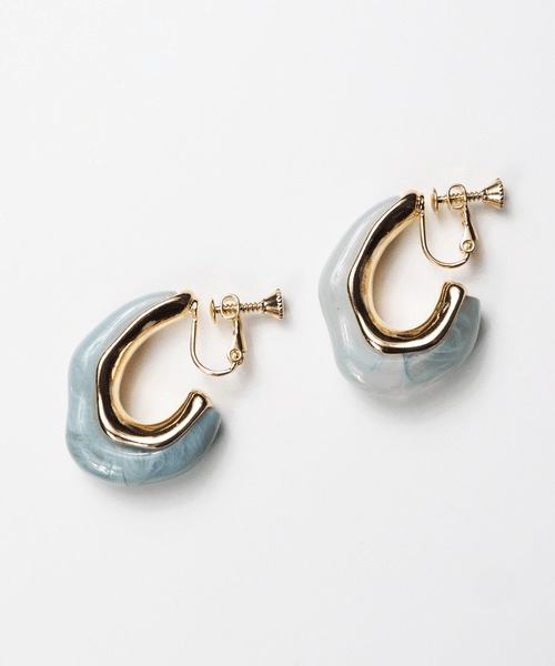 VATSURICA 【m-309E(BL)】《mia trim》ニュアンスカラーアクリルメタルイヤリング