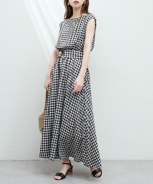 natural couture べっ甲Dかん太ベルト涼しげワンピース