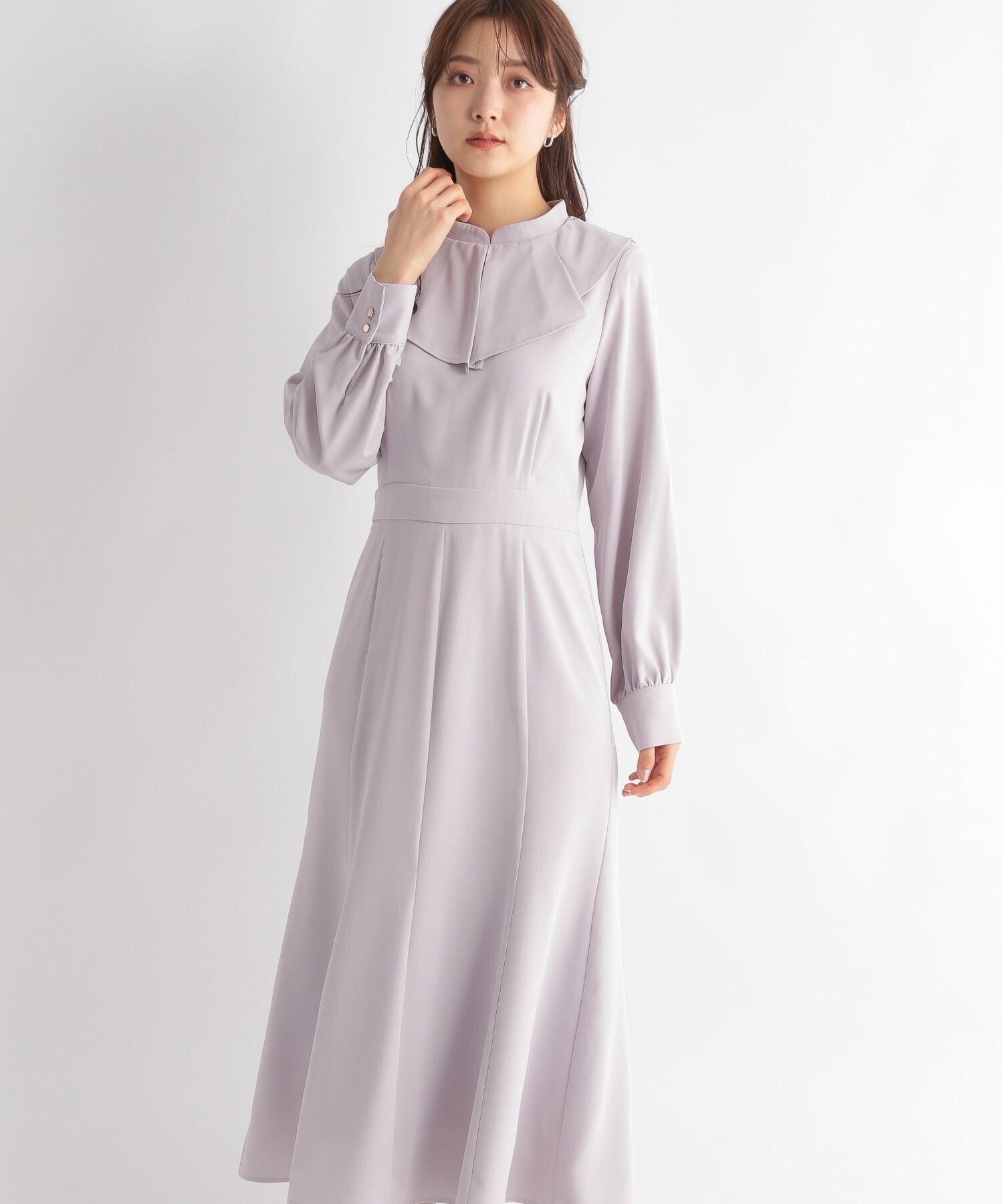 Andemiu タックフリルスタンドワンピース