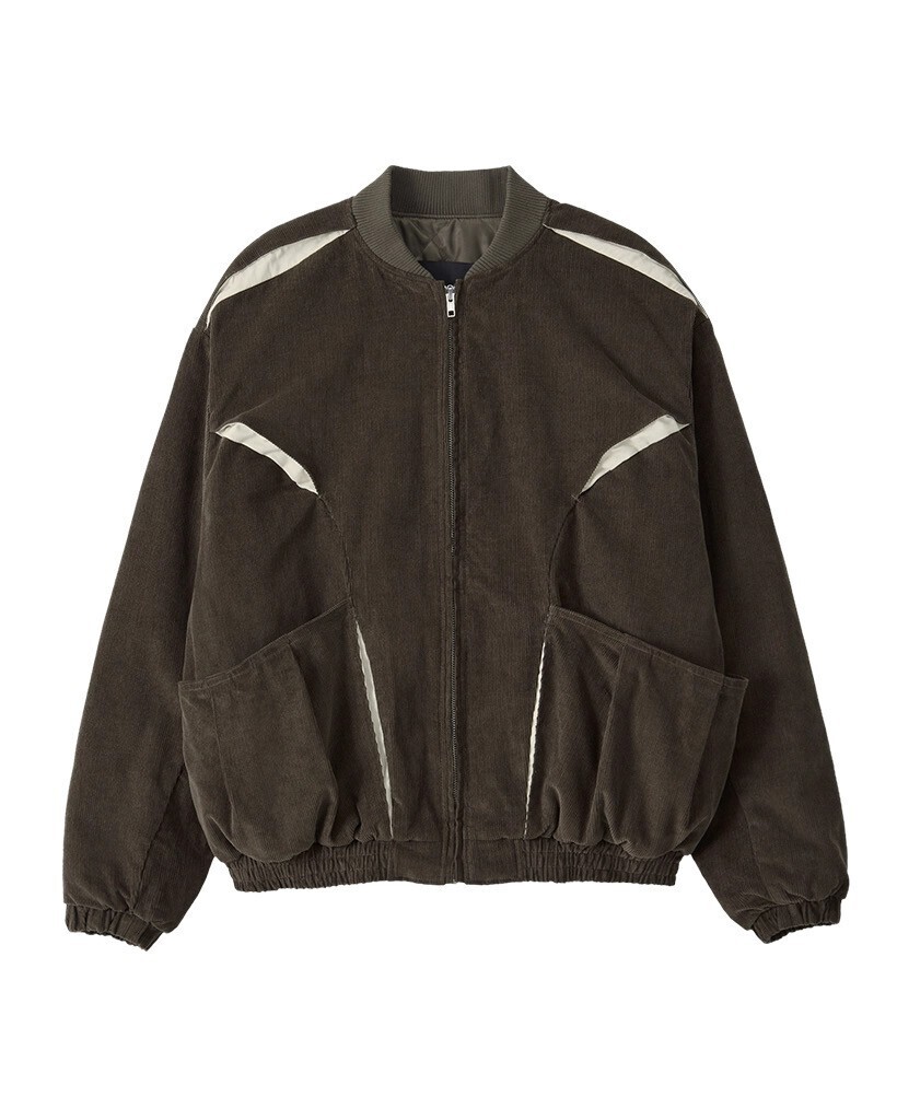 WOOALONG Corduroy Contrast Quilted Blouson - BROWN