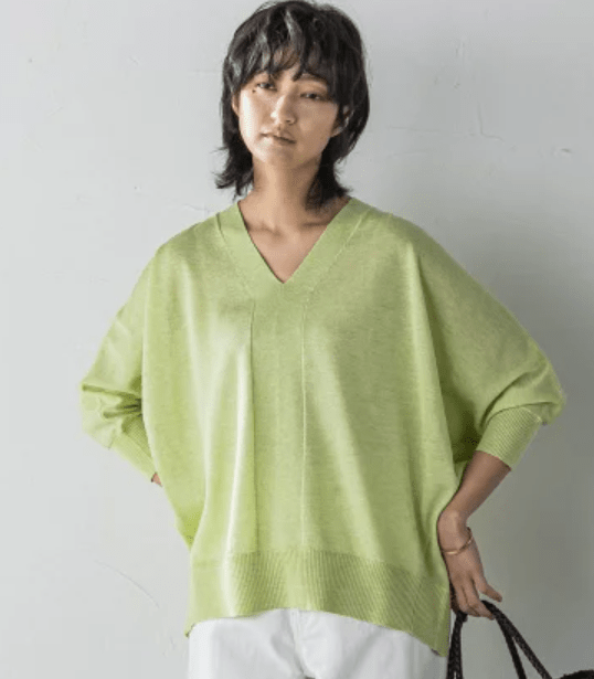 MAYSON GREY LEVITAシアーVネックドルマンニットプルオーバー