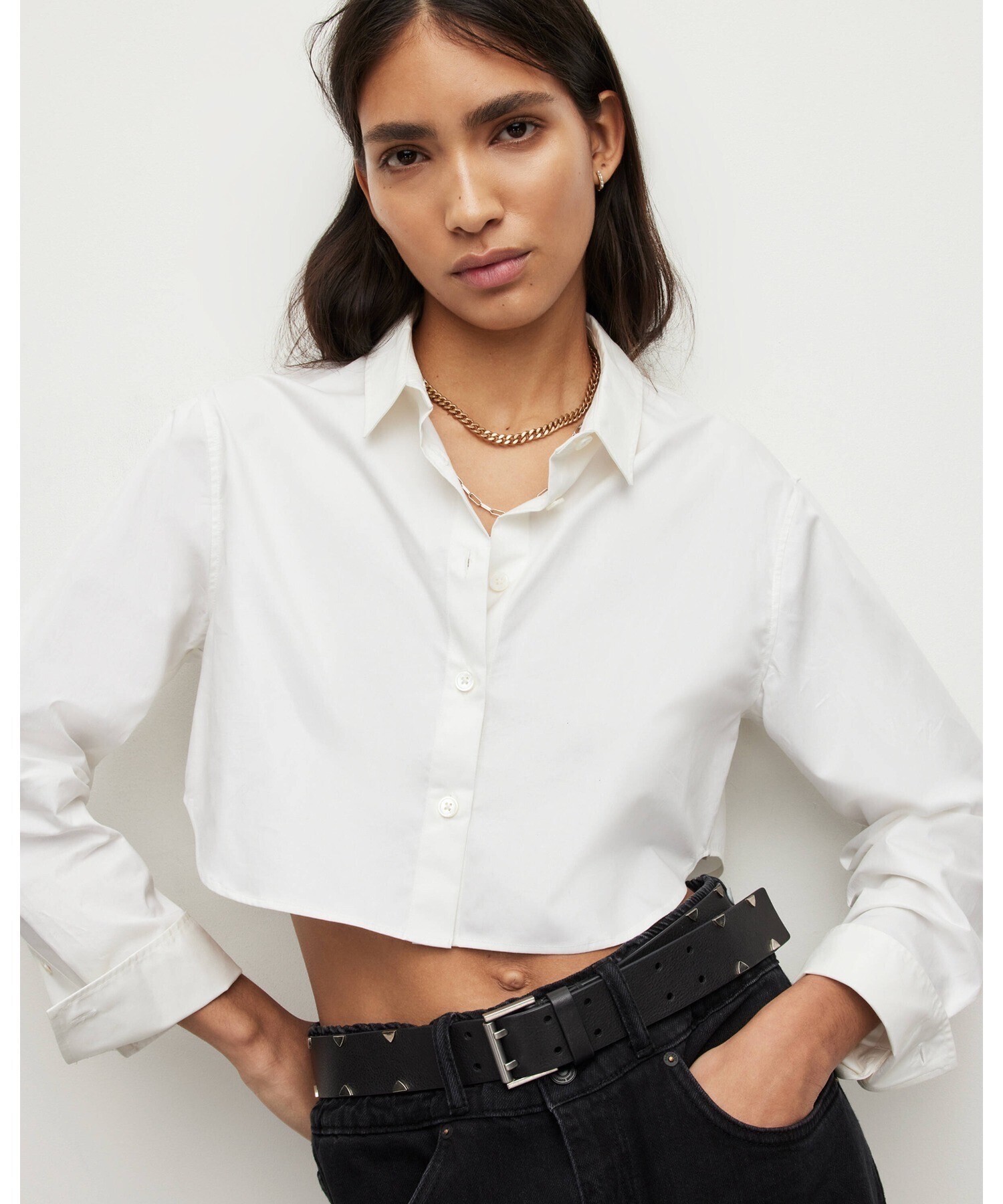 ALLSAINTS AVERIE CROPPED SHIRT