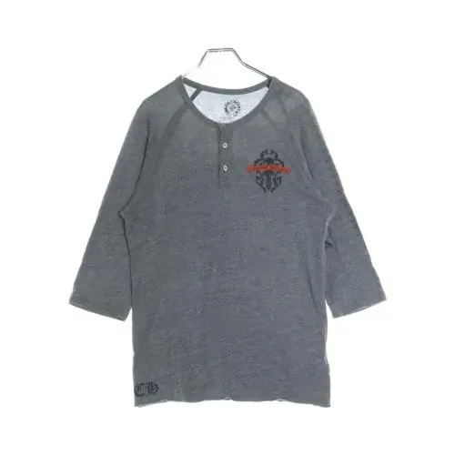 Chrome Hearts ヴァインダガー バックプリント ヘンリーネック 長袖Tシャツ