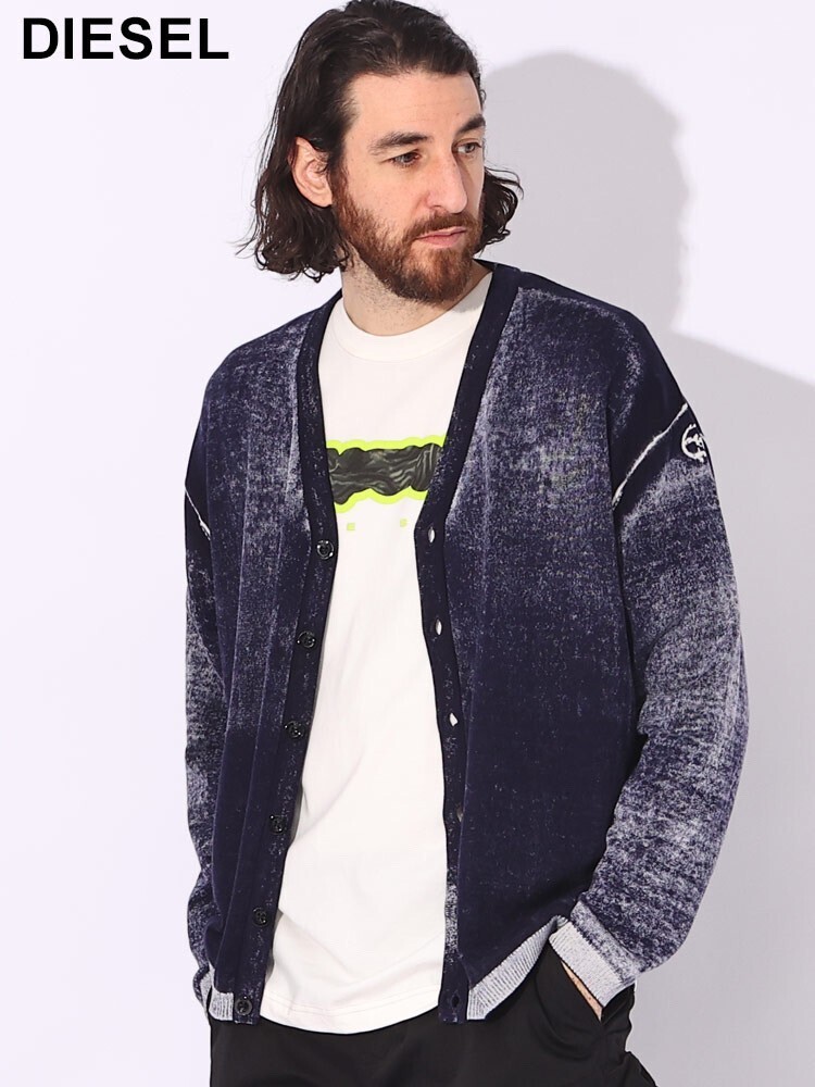 DIESEL ) 12ゲージ編み ガスコットン Vネック カーディガン K-Larence-Cardigan-B