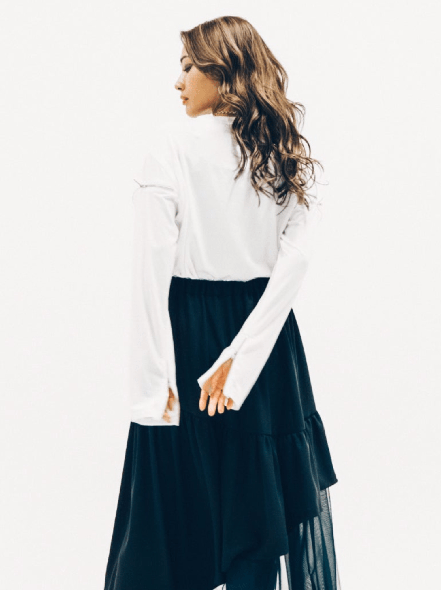 ADDIXY SHOULDER ZIP TENCEL TOPS/ WHITE