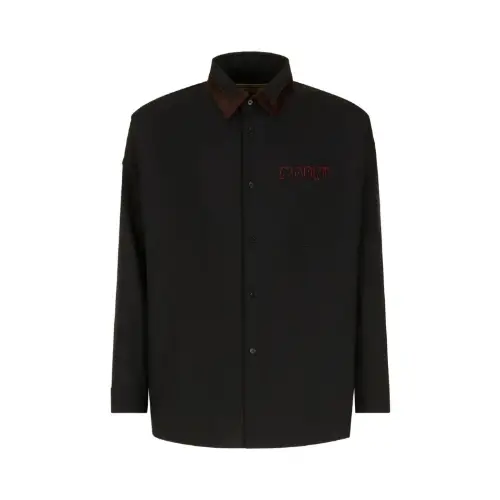 MARNI velvet-collared logo shirt