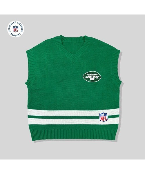 A'gem ［NFL×A'gem KNITTED VEST］アップリケ刺繍ニットベスト