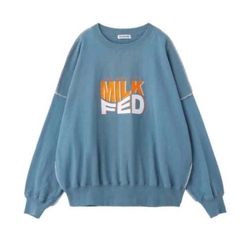 MILKFED. WAVE LOGO SWEAT TOP