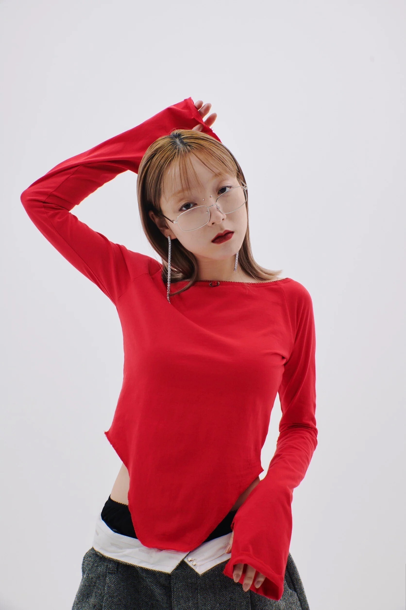 neith. Lingerie Raglan Top(Red)