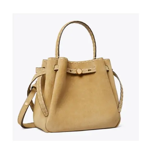 Tory Burch ロミー スエード ピックステッチ バケットバッグ