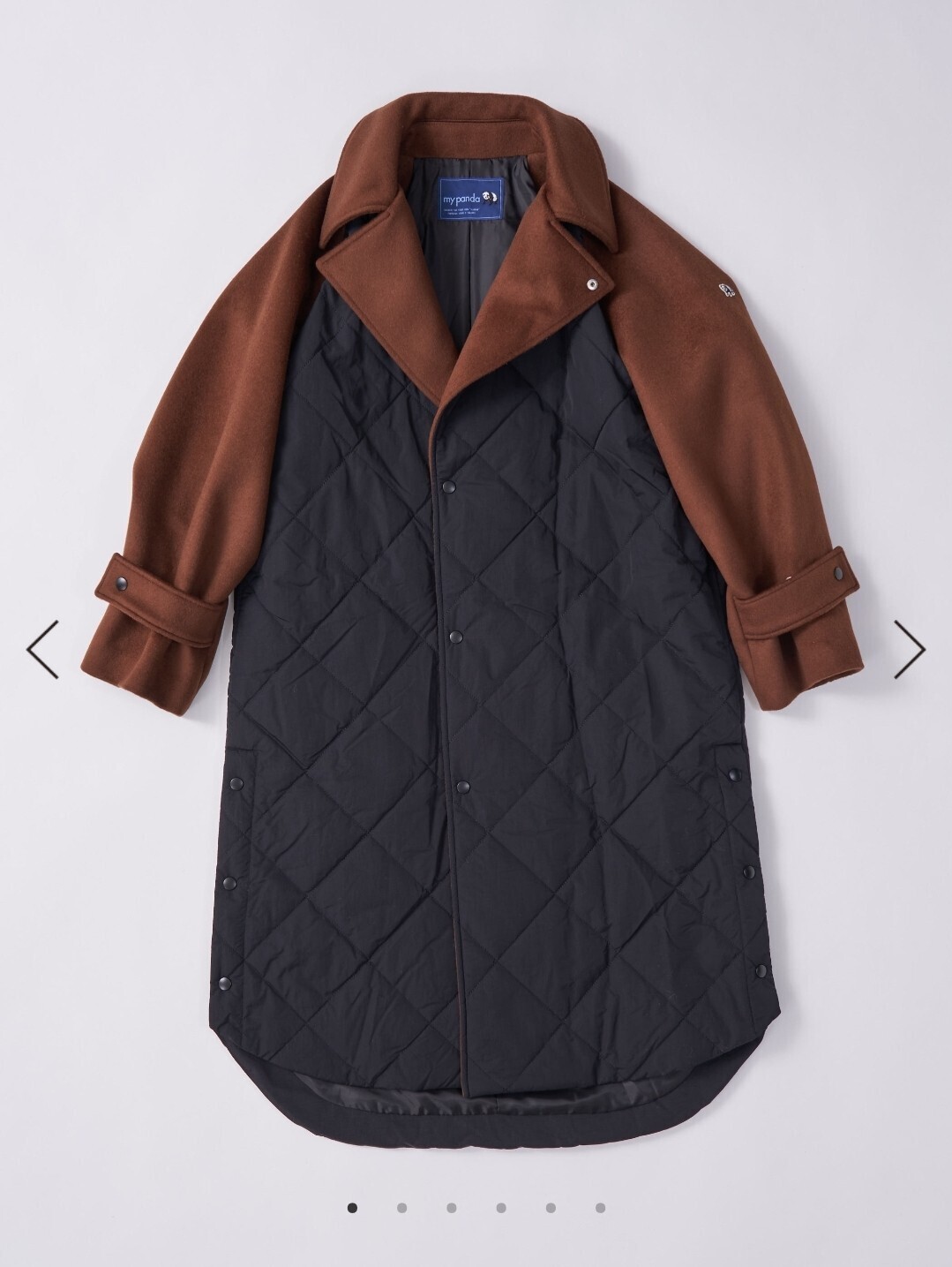 my panda quilted coat・BROWN×BLACK