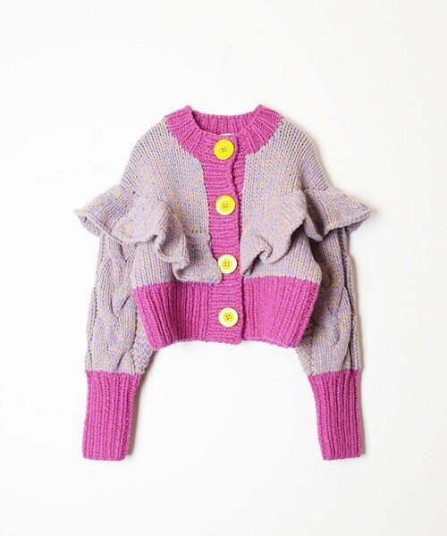 HOLIDAY CABLEKNIT RUFFLE CARDIGAN