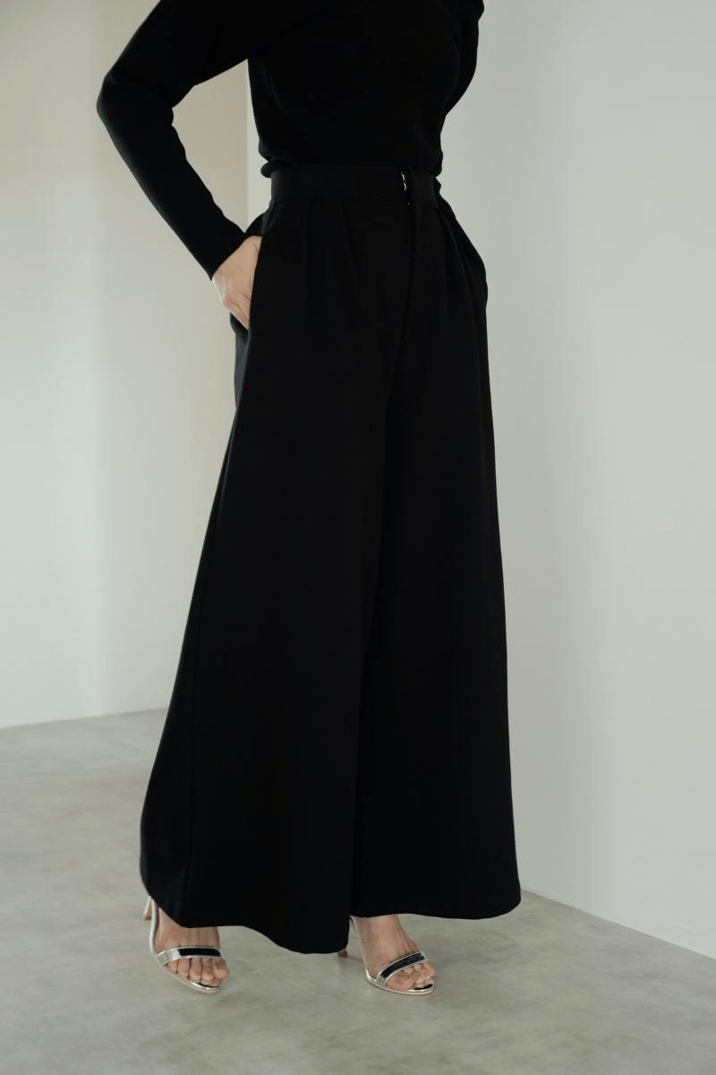 maison de Dolce. タックフレアパンツ【black】S
