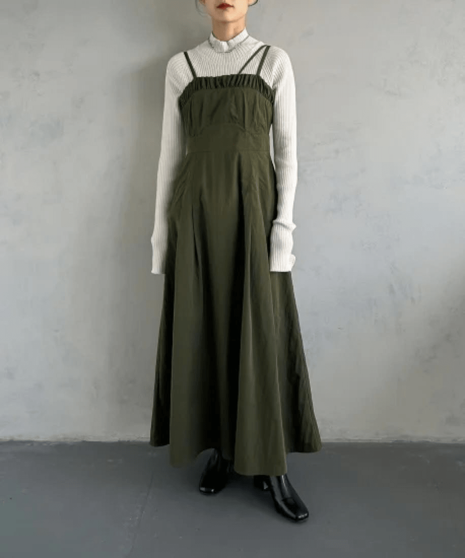 &g’aime NYLON WASHER GATHER FLARE DRESS/988-63412