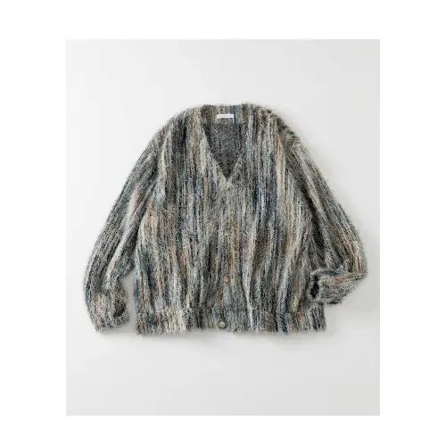 FREAK’S STORE リラックスフィット シャギーニット マルチストライプ カーディガン