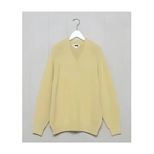 H BEAUTY&YOUTH BUBBLY COTTON V-NECK KNIT