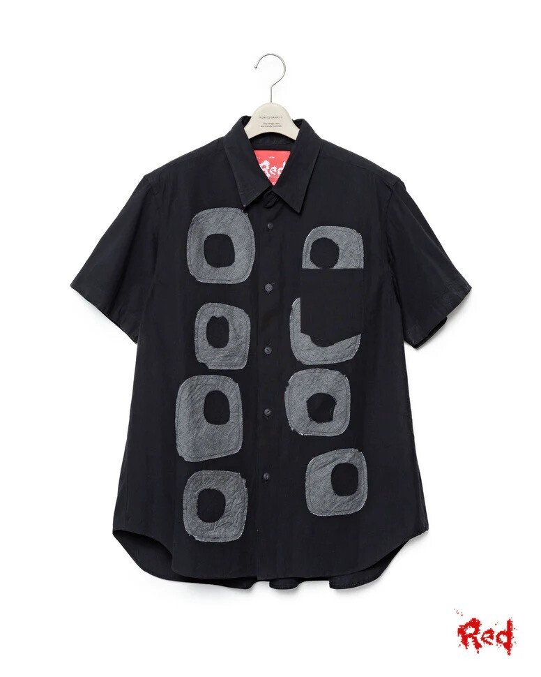 FUMITO GANRYU Pattern Patchwork Chambray Shirt - Solid Black X Black