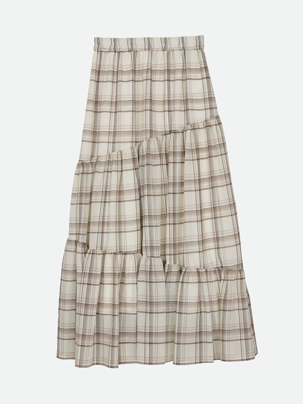 NOUNLESS SHEER CHECK TIERED SKIRT