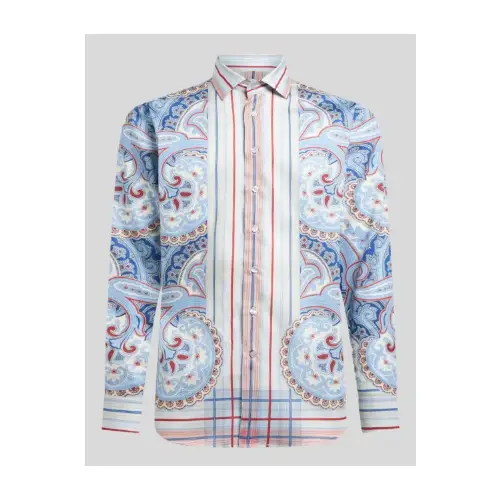 ETRO ストライプ ペイズリー コットン シャツ