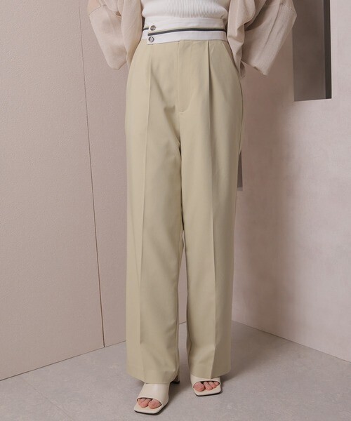 LADYMADE バイカラーウエストレイヤードパンツ