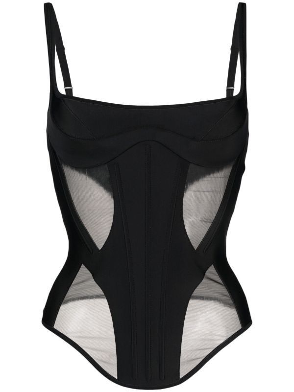 Mugler Corset Style Spaghetti Strap Top