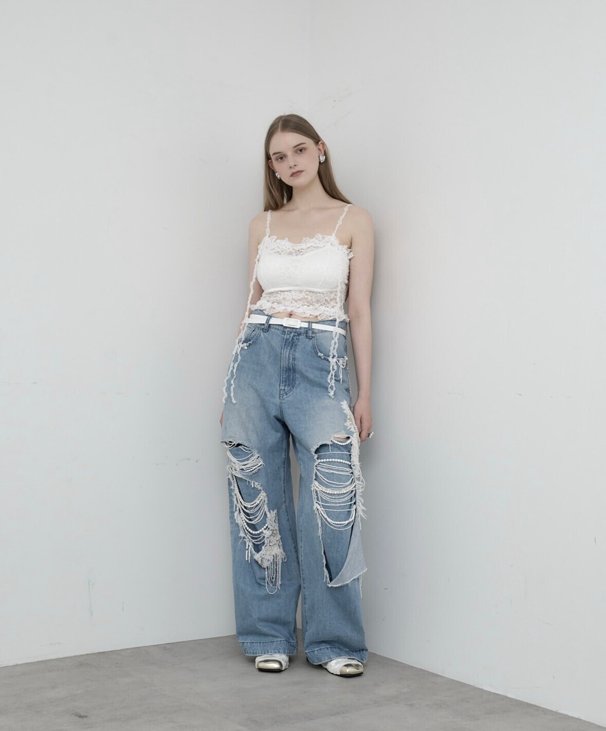 KISAKI DAMAGE DECO DENIM