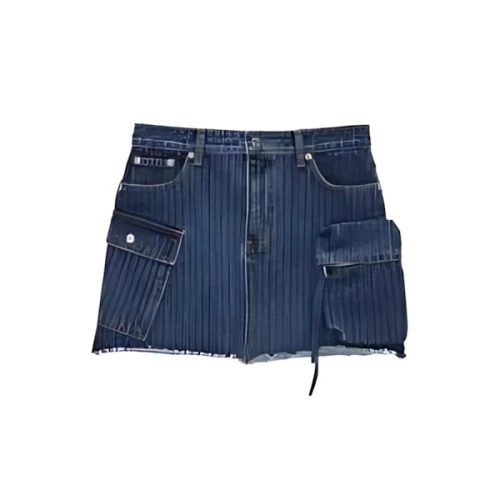 Matin Kim STRIPE CARGO DENIM MINI SKIRT
