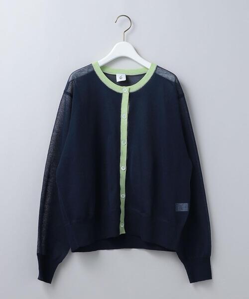 6(ROKU) SHEER COLOR RIB CARDIGAN