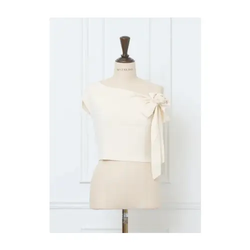 MISTREASS Flower Motif Off Shoulder Knit