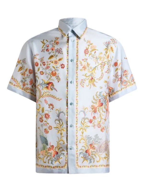 ETRO flora fauna-print silk shirt