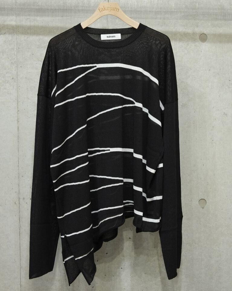 sulvam Asymmetry border knit