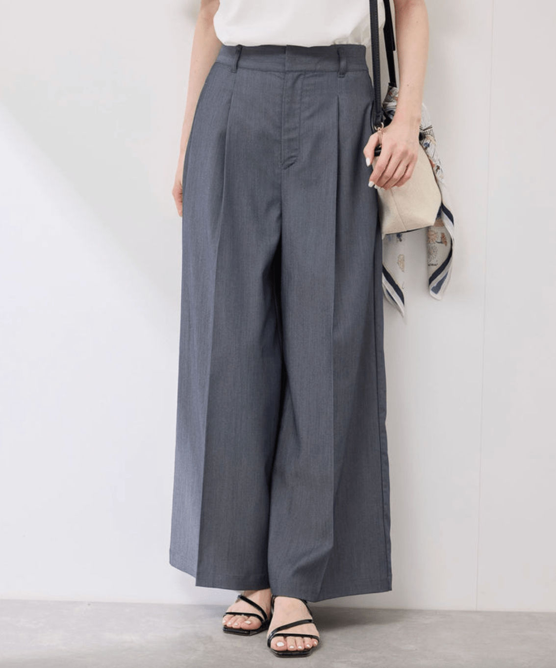 ROPE\' PICNIC テンセルシャンブレータックワイドスラックス