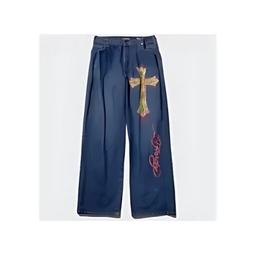 NOILL vintage ed hardy painted cross baggy jeans