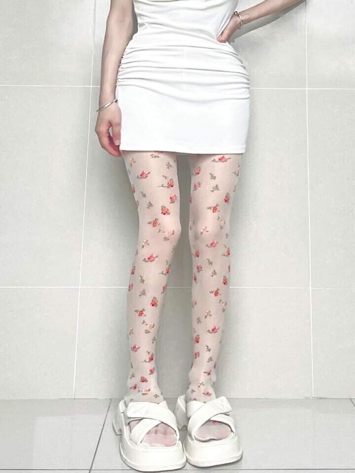 ROMWE 花柄プリント タイツ